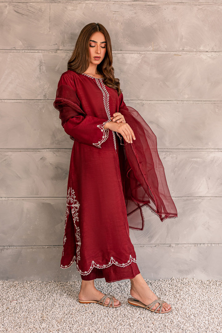 korean silk dress in pakistan Jazmin Embroidered Korean Raw Silk Unstitched 3Pc Suit UR-7001